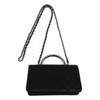 Chanel Metal Handle Caviar Leather Shoulder Bag Black — view 2