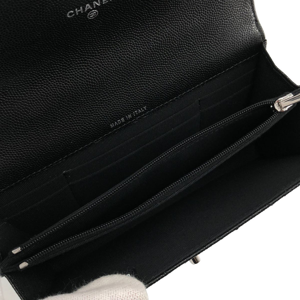 Chanel Metal Handle Caviar Leather Shoulder Bag Black — view 5