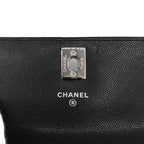 Chanel Metal Handle Caviar Leather Shoulder Bag Black — view 6