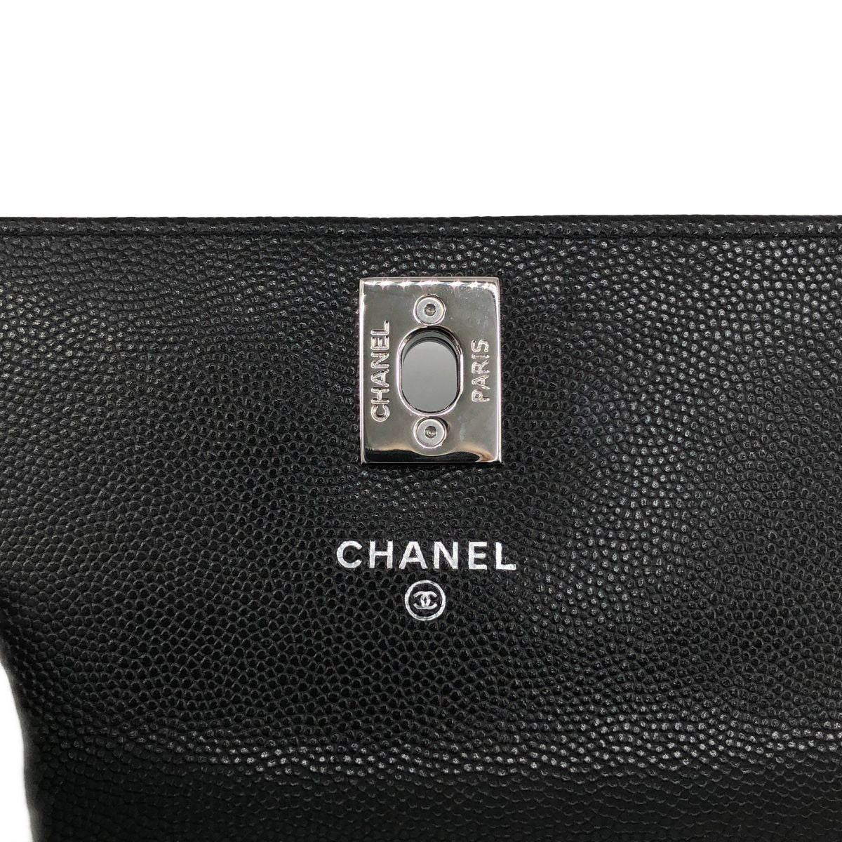 Chanel Metal Handle Caviar Leather Shoulder Bag Black — view 6