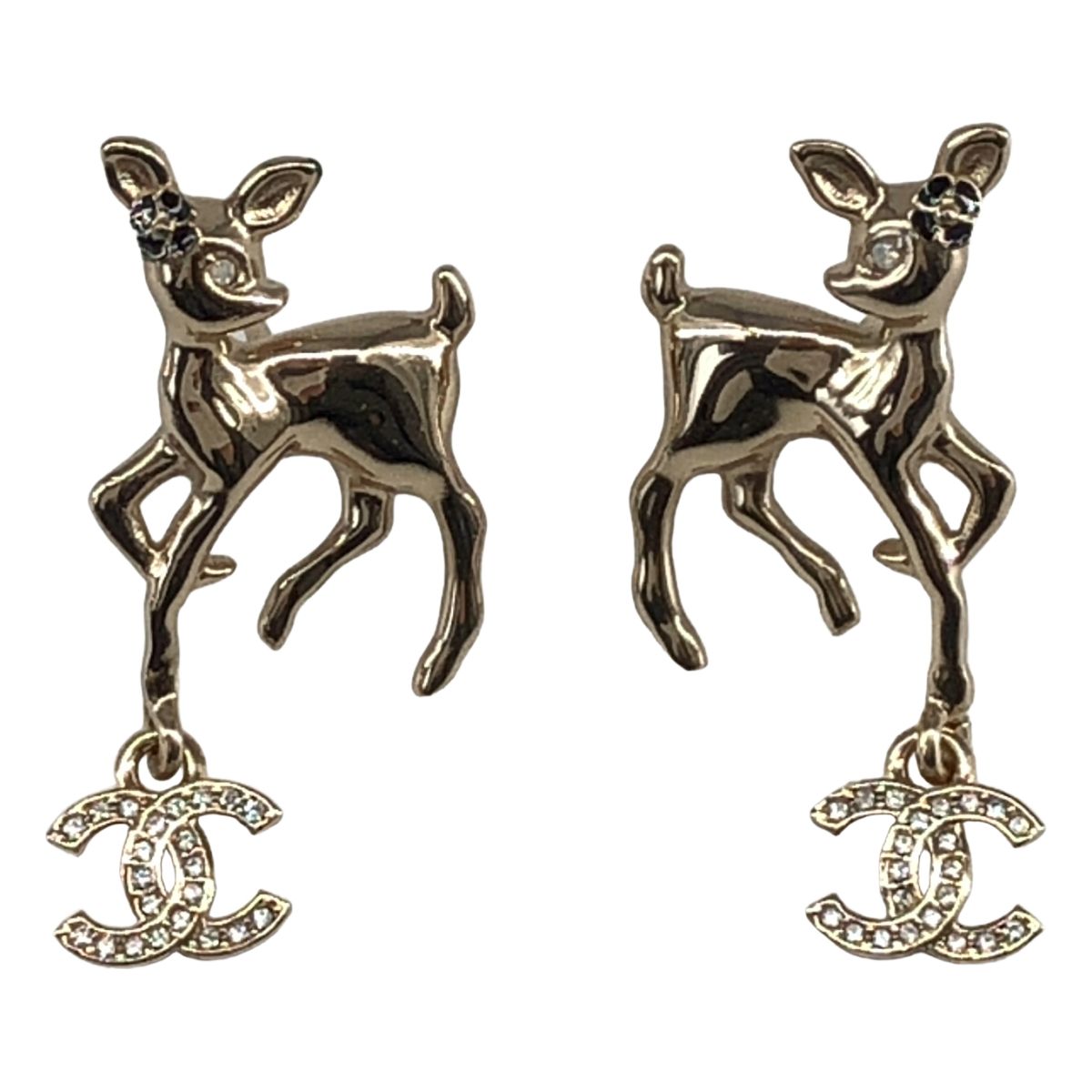 Chanel 25P Bambi CC Logo Earrings Gold