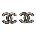 Chanel Metallic CC Logo Earrings Silver