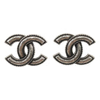 Chanel Metallic CC Logo Earrings Silver