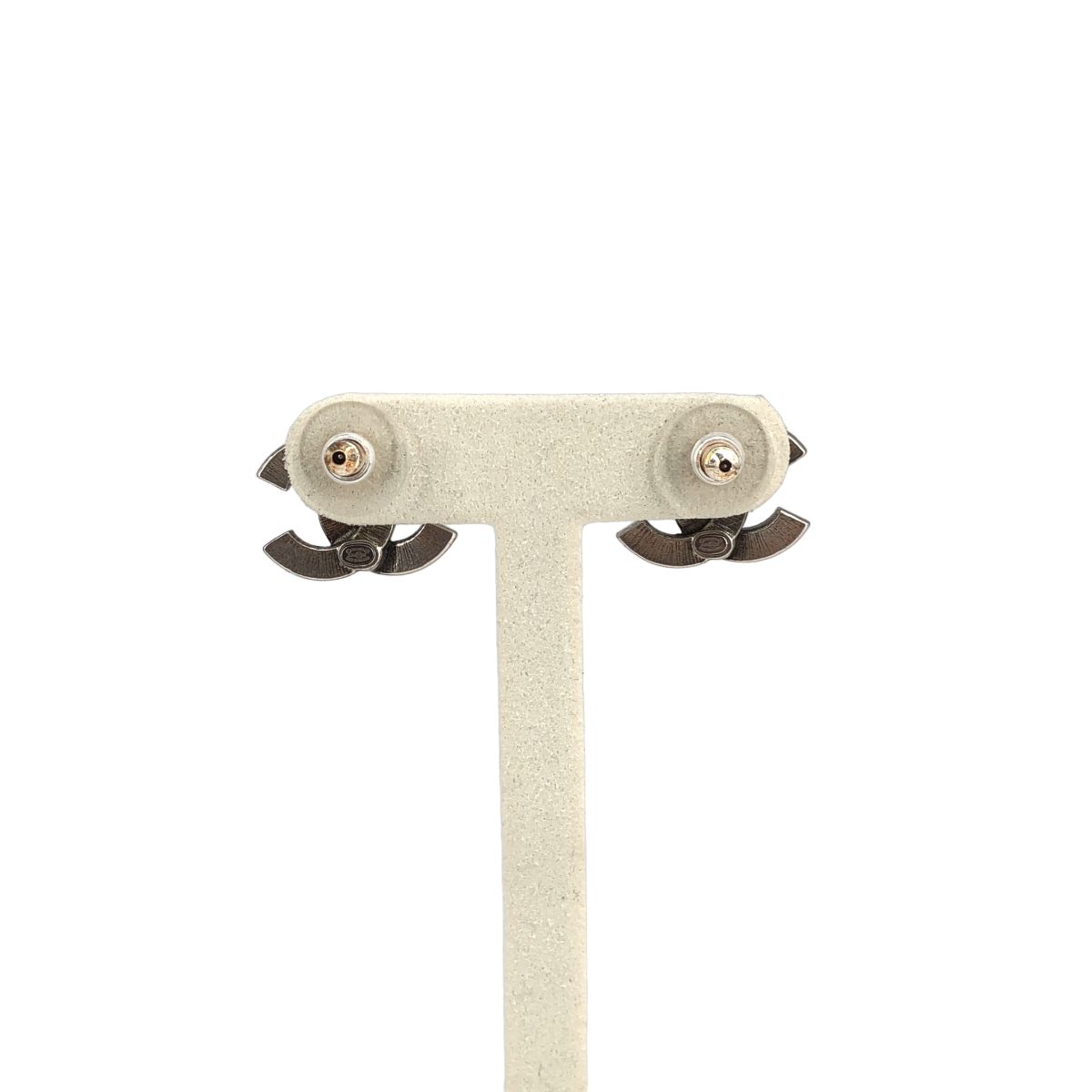 Chanel Metallic CC Logo Earrings Silver — view 7