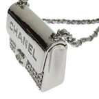 Chanel CC Logo Quilted Bag Necklace Silver — view 8