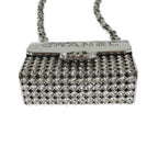 Chanel CC Logo Quilted Bag Necklace Silver — view 6