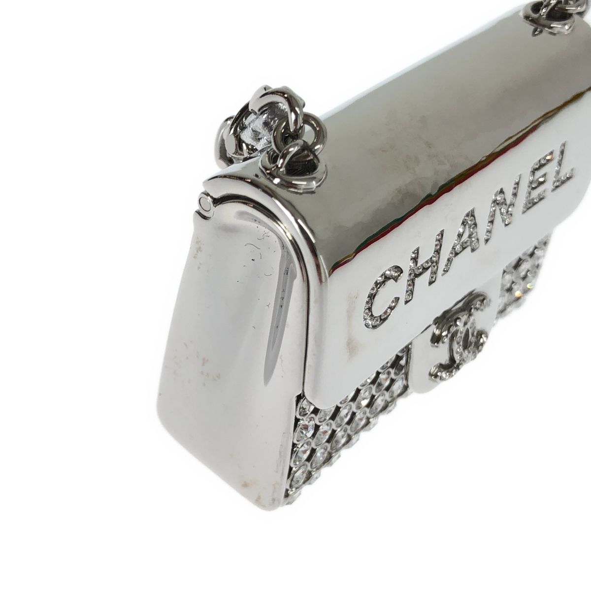 Chanel CC Logo Quilted Bag Necklace Silver — view 7