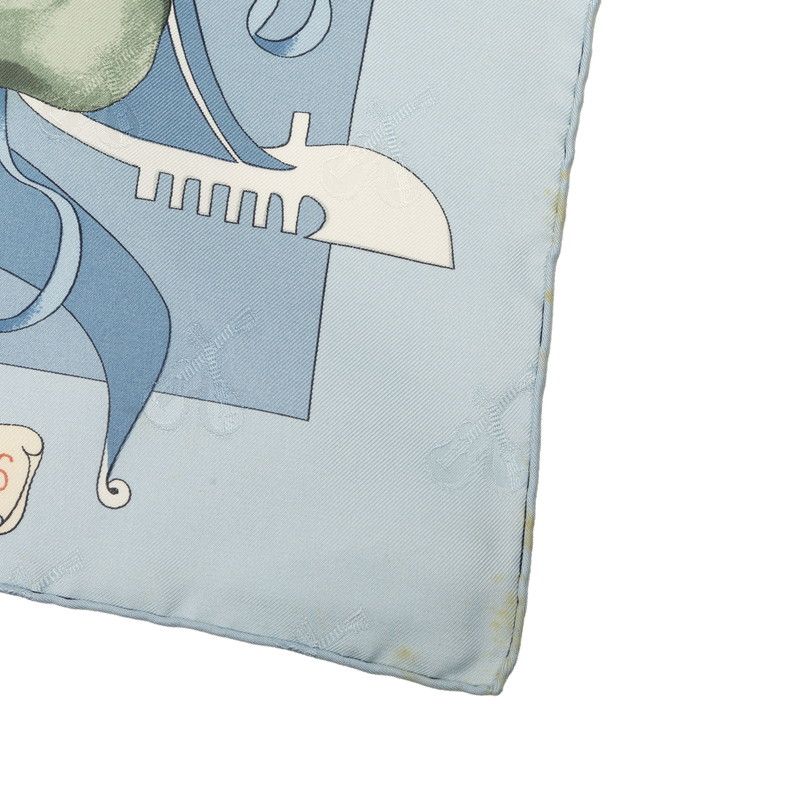 Hermes Carre 90 le Carnaval de Venise Carnival Scarf Blue Multicolor Silk — view 6