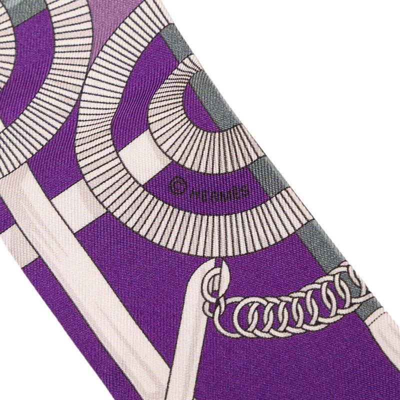 Hermes Twilly Eperon D'or Yellow Gold Spurs Scarf Purple Multicolor Silk — view 2