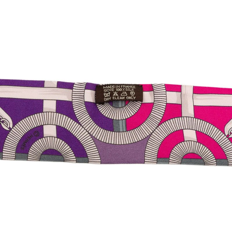 Hermes Twilly Eperon D'or Yellow Gold Spurs Scarf Purple Multicolor Silk — view 4