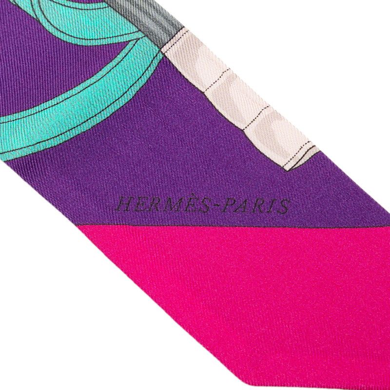 Hermes Twilly Eperon D'or Yellow Gold Spurs Scarf Purple Multicolor Silk — view 3
