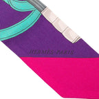 Hermes Twilly Eperon D'or Yellow Gold Spurs Scarf Purple Multicolor Silk — view 3