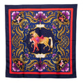 Hermes Carre 90 Cheval Turc Horse Scarf Navy Multicolor Silk
