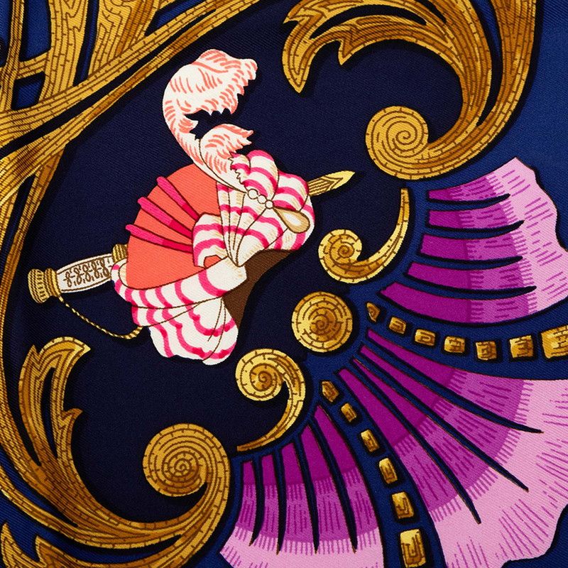 Hermes Carre 90 Cheval Turc Horse Scarf Navy Multicolor Silk — view 6