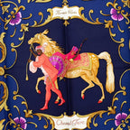 Hermes Carre 90 Cheval Turc Horse Scarf Navy Multicolor Silk — view 2