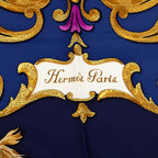 Hermes Carre 90 Cheval Turc Horse Scarf Navy Multicolor Silk — view 3