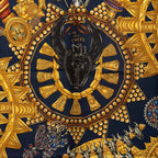 Hermes Carre 90 L'or Des Chefs Gold of the Chiefs Scarf Navy Multicolor Silk — view 5