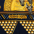 Hermes Carre 90 L'or Des Chefs Gold of the Chiefs Scarf Navy Multicolor Silk — view 2