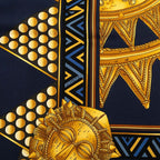 Hermes Carre 90 L'or Des Chefs Gold of the Chiefs Scarf Navy Multicolor Silk — view 3