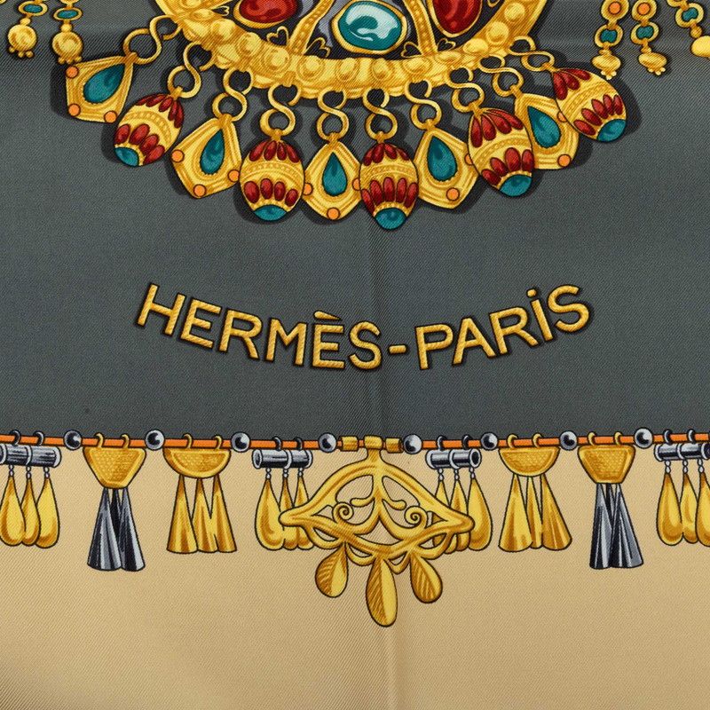 Hermes Carre 90 Parures Des Sables Desert Scarf Large Gray Multicolor Silk — view 3