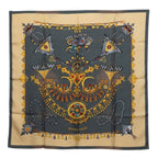 Hermes Carre 90 Parures Des Sables Desert Scarf Large Gray Multicolor Silk