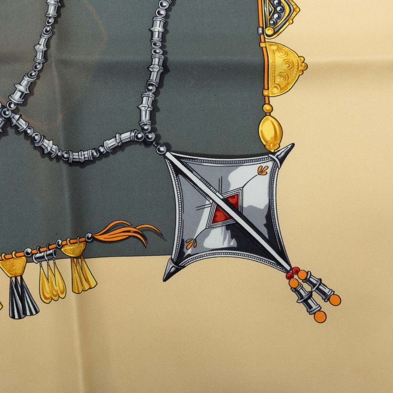 Hermes Carre 90 Parures Des Sables Desert Scarf Large Gray Multicolor Silk — view 5