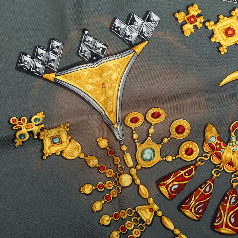 Hermes Carre 90 Parures Des Sables Desert Scarf Large Gray Multicolor Silk — view 6