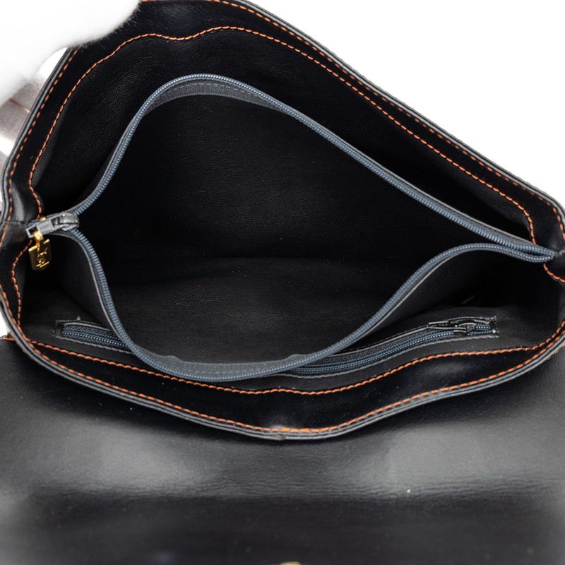 Saint Laurent Vintage Cut Crossbody Shoulder Bag Black Brown Leather — view 4