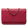 Chanel Quilted CC Logo Crossbody Chain Wallet Shoulder Bag Pink Lambskin