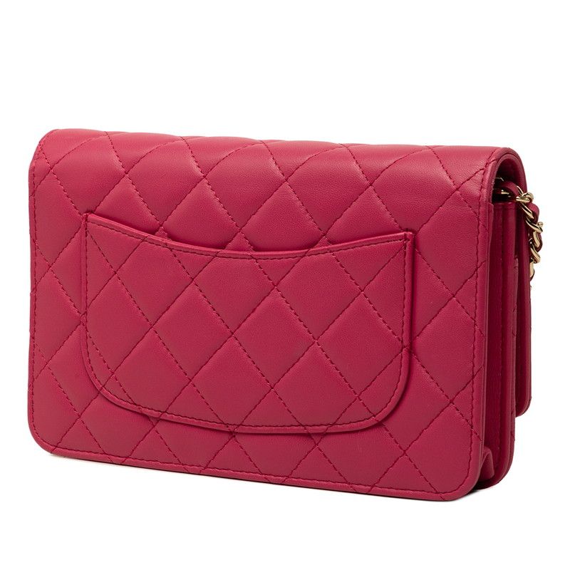 Chanel Quilted CC Logo Crossbody Chain Wallet Shoulder Bag Pink Lambskin — view 2