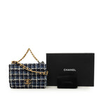 Chanel CC Logo Chanel 19 Chain Shoulder Bag Blue Multicolor Tweed Leather — view 8