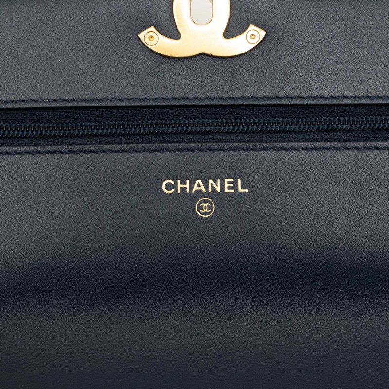 Chanel CC Logo Chanel 19 Chain Shoulder Bag Blue Multicolor Tweed Leather — view 5