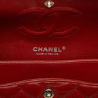 Chanel Quilted CC Logo Double Flap Chain Shoulder Bag Wine Red Silver Lambskin — view 5