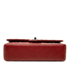 Chanel Quilted CC Logo Double Flap Chain Shoulder Bag Wine Red Silver Lambskin — view 3