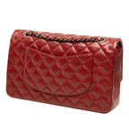 Chanel Quilted CC Logo Double Flap Chain Shoulder Bag Wine Red Silver Lambskin — view 2