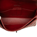 Chanel Quilted CC Logo Double Flap Chain Shoulder Bag Wine Red Silver Lambskin — view 4
