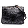 Saint Laurent Cassandra Niki YSL Logo Chain Shoulder Bag Black Leather