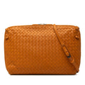 Bottega Veneta Intrecciato Crossbody Shoulder Bag Orange Leather