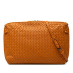 Bottega Veneta Intrecciato Crossbody Shoulder Bag Orange Leather