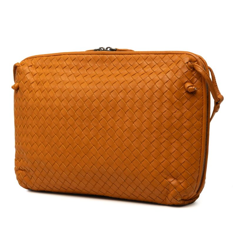 Bottega Veneta Intrecciato Crossbody Shoulder Bag Orange Leather — view 2