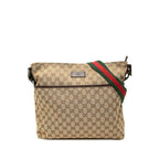 Gucci GG Canvas Sherry Line Crossbody Shoulder Bag Brown Beige