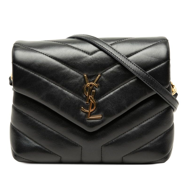 Saint Laurent YSL Logo Loulou Toy Crossbody Shoulder Bag Black Leather