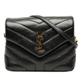 Saint Laurent YSL Logo Loulou Toy Crossbody Shoulder Bag Black Leather