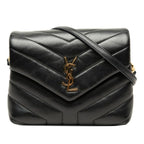 Saint Laurent YSL Logo Loulou Toy Crossbody Shoulder Bag Black Leather