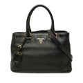 Prada Logo 2-Way Shoulder Bag Black Leather