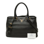 Prada Logo 2-Way Shoulder Bag Black Leather — view 6