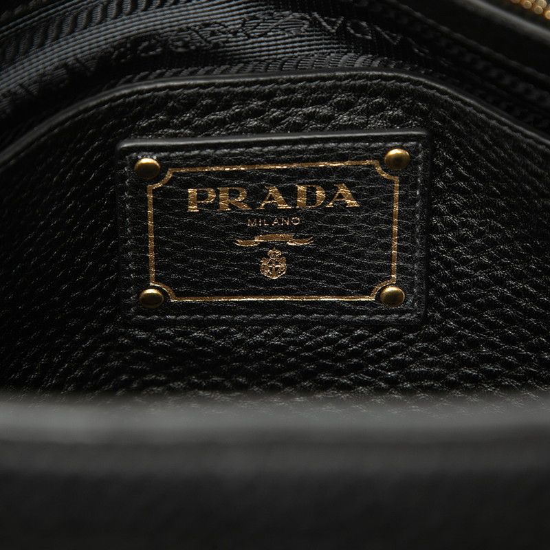 Prada Logo 2-Way Shoulder Bag Black Leather — view 5