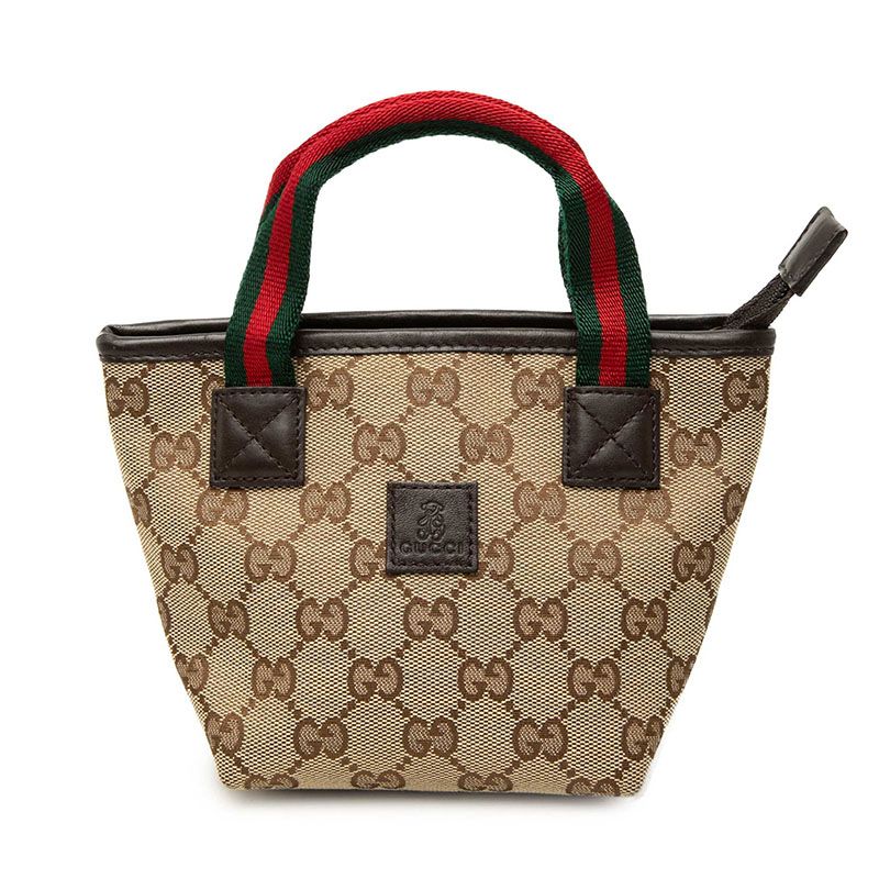 Gucci GG Canvas Sherry Line Mini Tote Bag Beige Brown