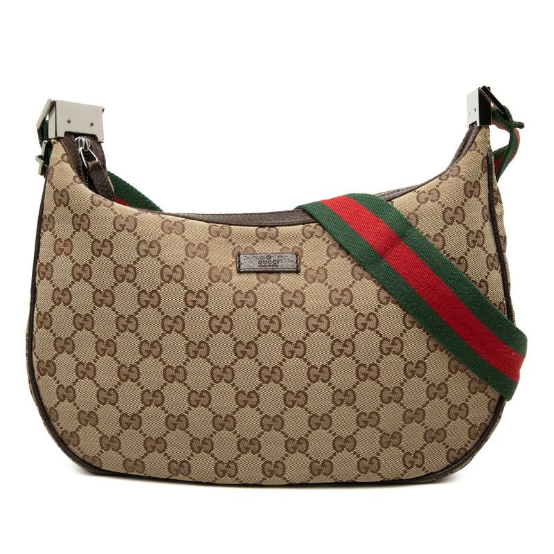 Gucci GG Canvas Sherry Line Crossbody Shoulder Bag Beige Brown