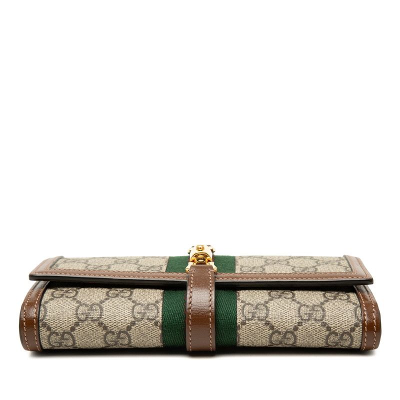 Gucci GG Supreme Jackie 1961 Chain Wallet Beige Brown Leather Shoulder Bag — view 3